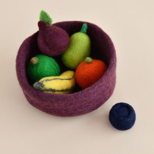 DASHDU - Fruit Salad - Five Felt Fruit Pieces With Bowl